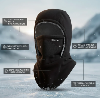 ThermaFleece™ 3-in-1 Windproof Winter Balaclava